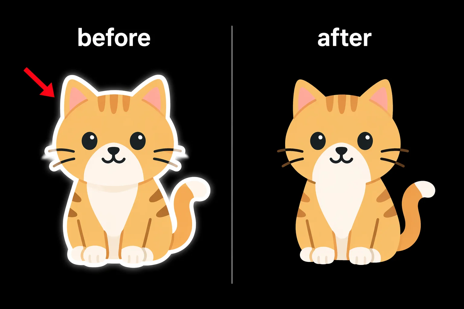 White fringe problem: a thin white halo ring visible around the subject on a dark background after GIF white background removal